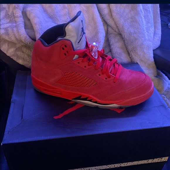 Red suede Jordan 5s worn 1x